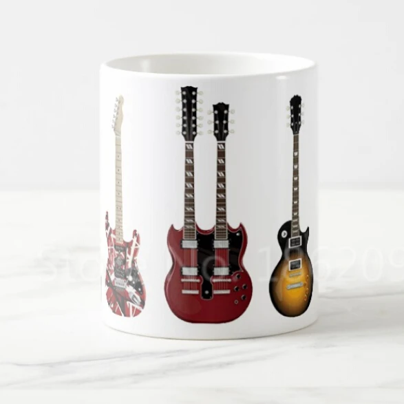 Novelty Guitar Heaven Coffee Mug Change Color Classic Guitars Design Tea Cups Mugs for Music Guitar Player Musician Teacher Gift