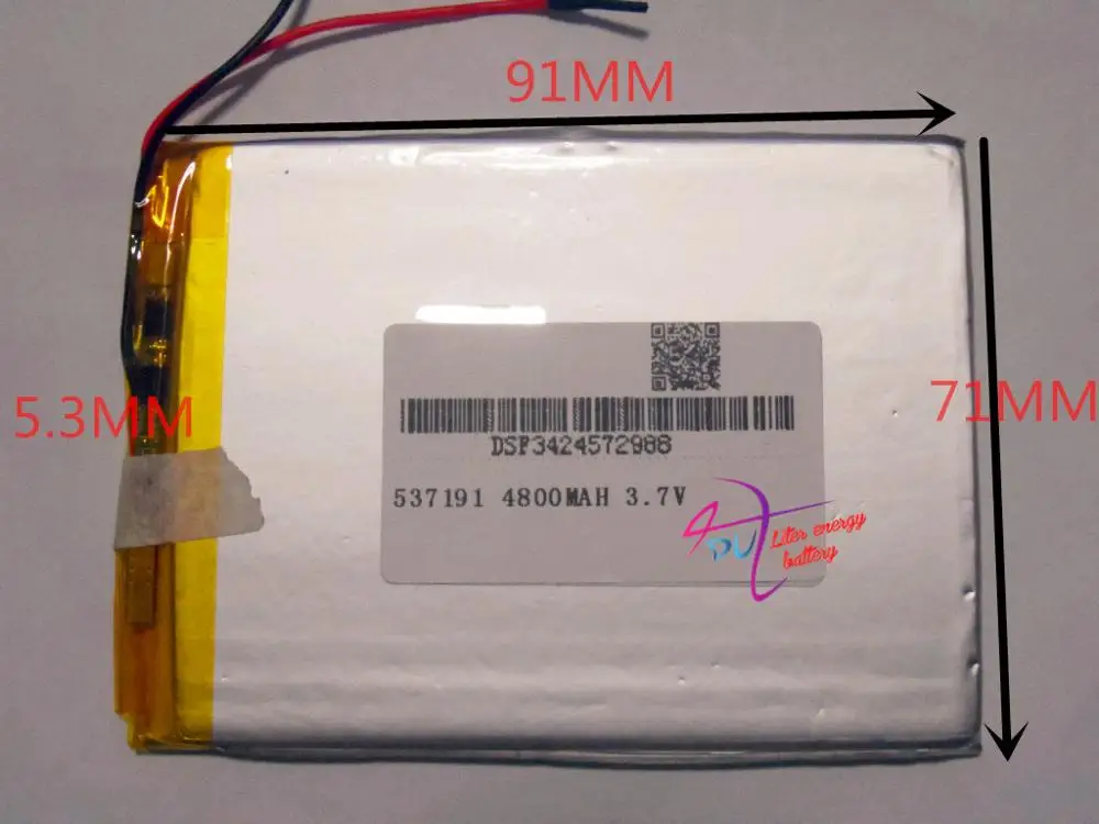 

Планшетный аккумулятор 3,7 V 4800mAh полимерная литиевая аккумуляторная батарея 537191 для планшета