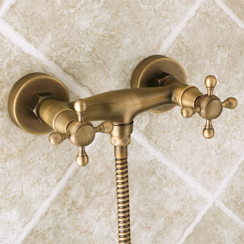 Bathroom Wall Mounted Antique Brass Bathtub Faucet with Hand Shower Set Handheld Tub Shower Faucet shower mixer tap set