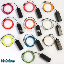 Flexible LED Neon Light for Party Decor, 360 Degrees of Illumination, EL Wire,Glow Rope,Cable Strip,Powered by 2AA Battery,1.3mm