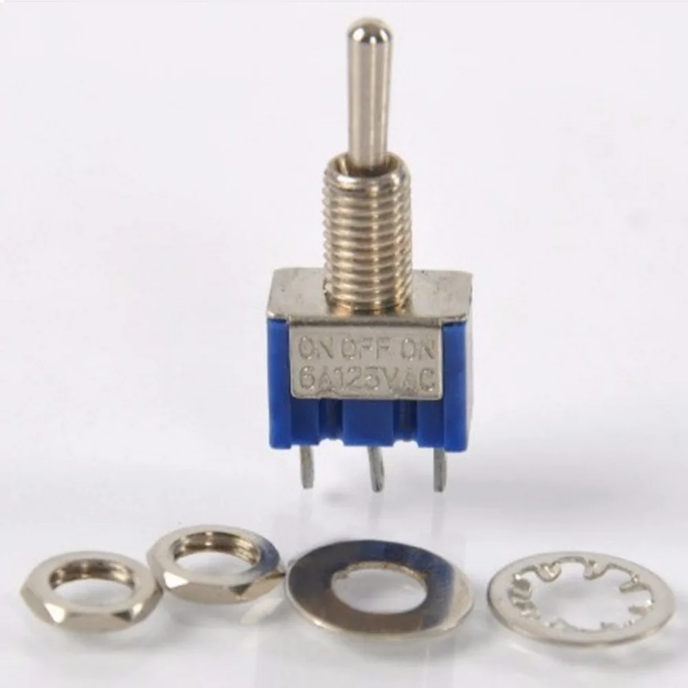 Small power switch ON-OFF-ON 3 Pin 3 Position Mini Latching Toggle Switch AC 125V/6A 250V/3A