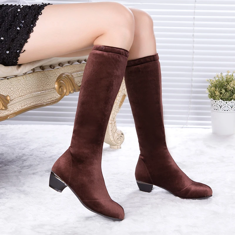 Ballroom Latin Dance Shoes Mid Heel Dance Boots For Women Girl Long Shoes Suede 4 cm Heel Big Discounts Free To Receive Coupons