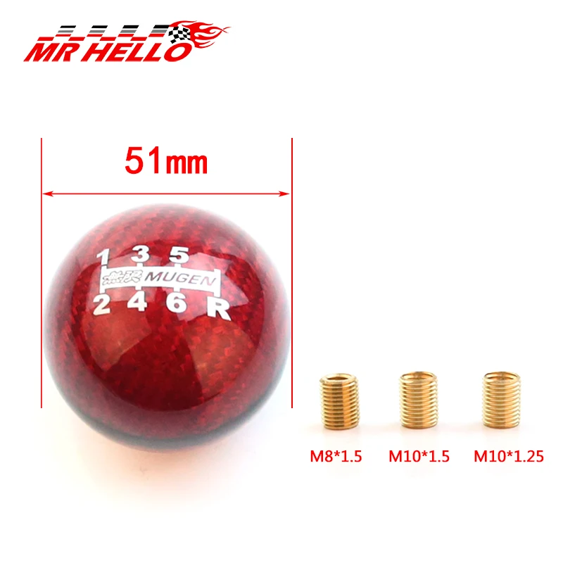 JDM style black/red line 5/6 Speed M12X1.5/M10X1.5/M10X1.25 Mugen Carbon Fiber Gear Shift Knob For Honda Acura/TOYOTA/NISSAN