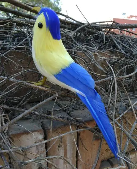 simulation blue&light yellow bird model foam&furs cute bird toy gift about 22cm 2852
