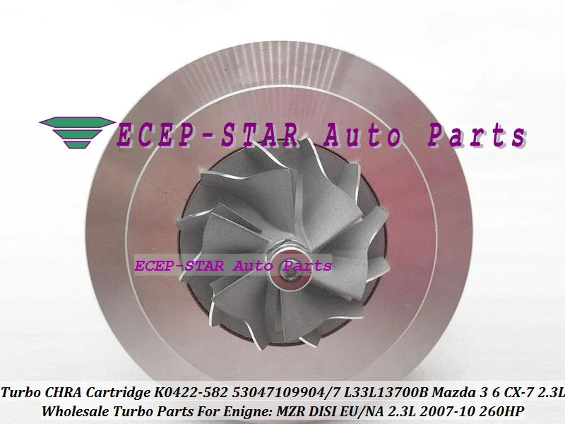 Turbocharger cartridge CHRA Turbo charger core turbine K0422-582 L33L13700B 53047109904 53047109907 for Mazda CX-7 CX7 MZR 2.3L