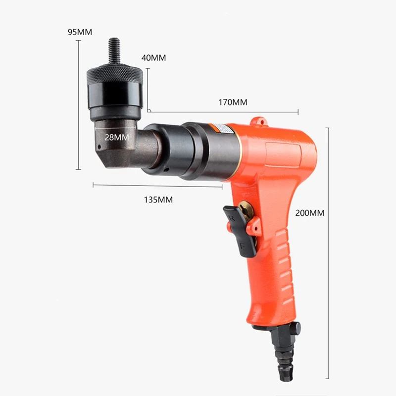 Industrial Grade Elbow Pneumatic Riveter Metal Fasten 90 Degree Right Angle Rahm Gun M4-M8 Air Pull Setter Rivet Nut Cap Tools