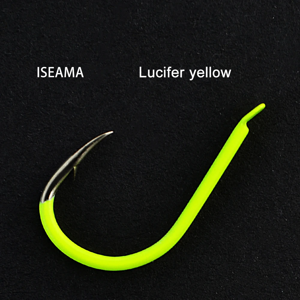 NGB 30-50pcs High Carbon Steel ISEAMA Barbed Luminous Fishing Hook 4-13# Black Nickel Red Single Carp Fishing Hook