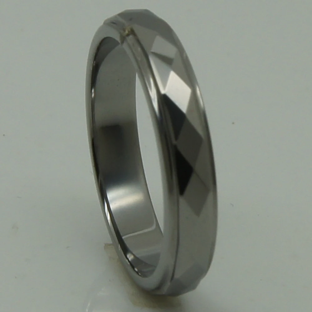 men/women unique 4mm geometrical facet   grey hi-tech scratch proof wedding tungsten ring 1pc