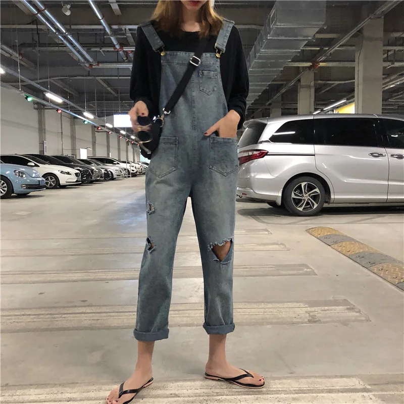 Summer Autumn New Denim Jumpsuits Rompers Female Casual Loose Jeans Pants Women Jean Strap Jumpsuit Womens Denim Overalls DD1919