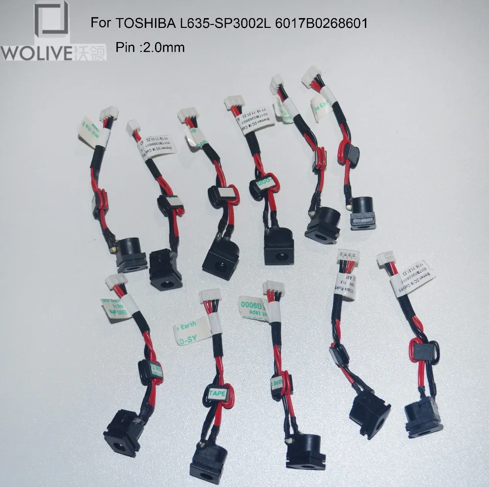 Wolive  10pcs/bag laptop DC jack socket for TOSHIBA L635-SP3002L 6017B0268601 2.0mm