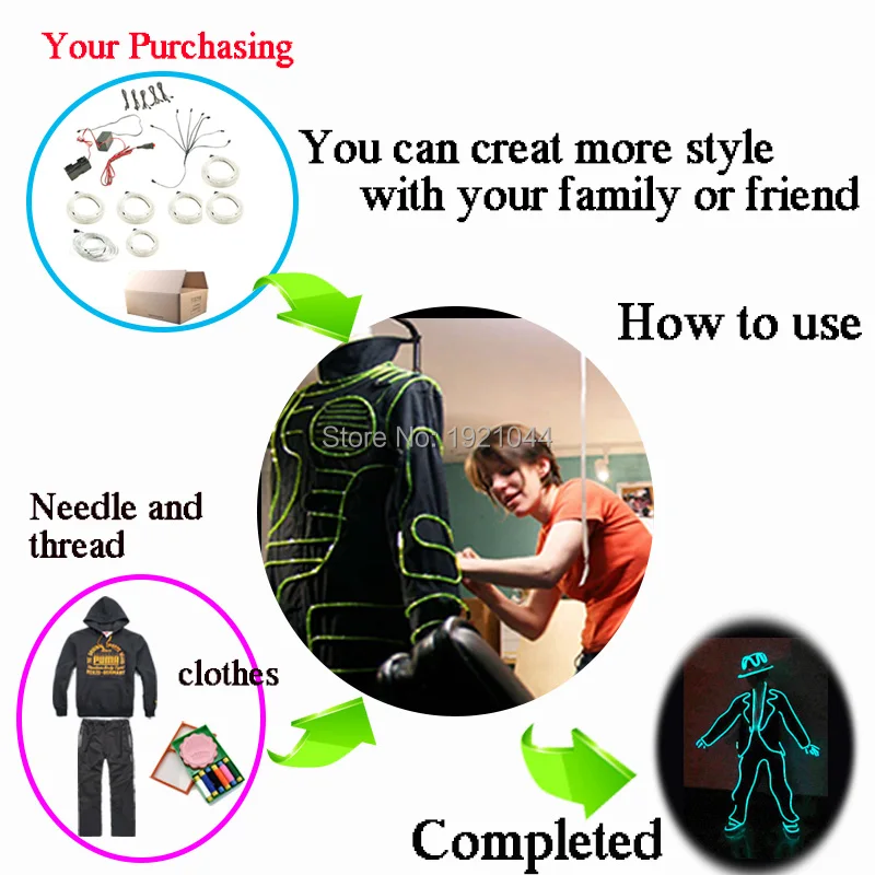EL Clothing Luminous Costume LED Suits for Children birthday party decorations kids Stage Performance