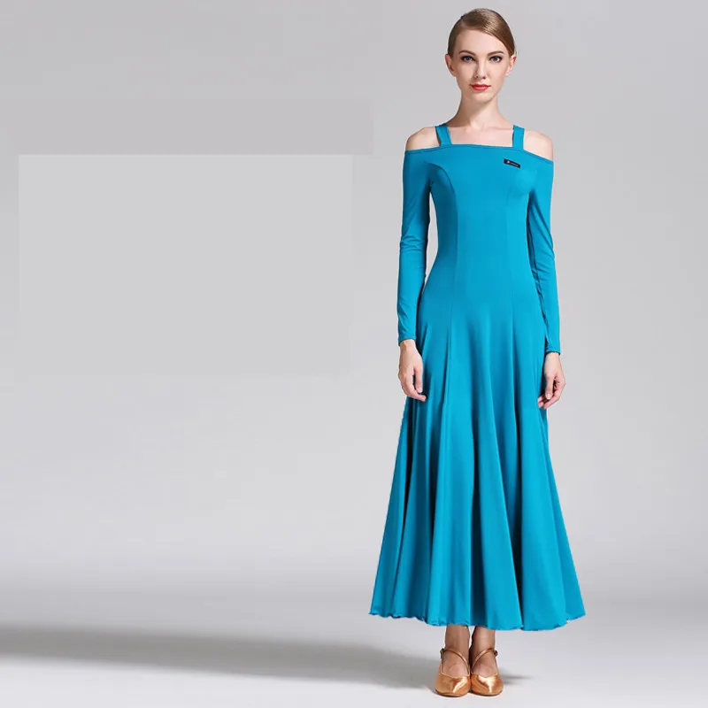 새로운 스타일 레이디 볼룸 댄스 드레스 긴 소매 댄스 경연 대회 드레스 여성 가운 댄스 표준 경쟁 드레스