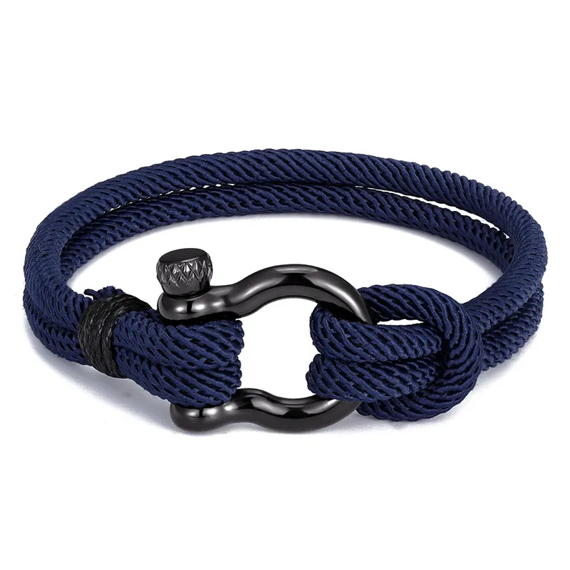 Trendy Outdoor Color Rope Lucky Survival Bracelet Women Men Black Charm Stainless steel Buckle friendship Bracelets Femme homme