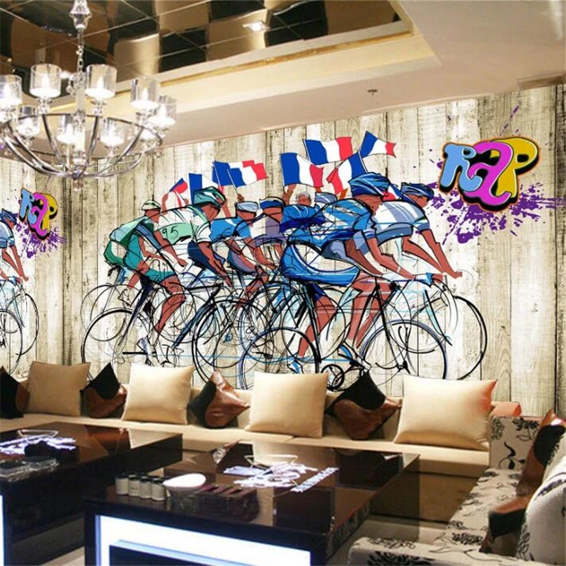 beibehang Custom wallpaper 3d mural behang bicycle sports gym fashion restaurant background wall living room bedroom wallpaper