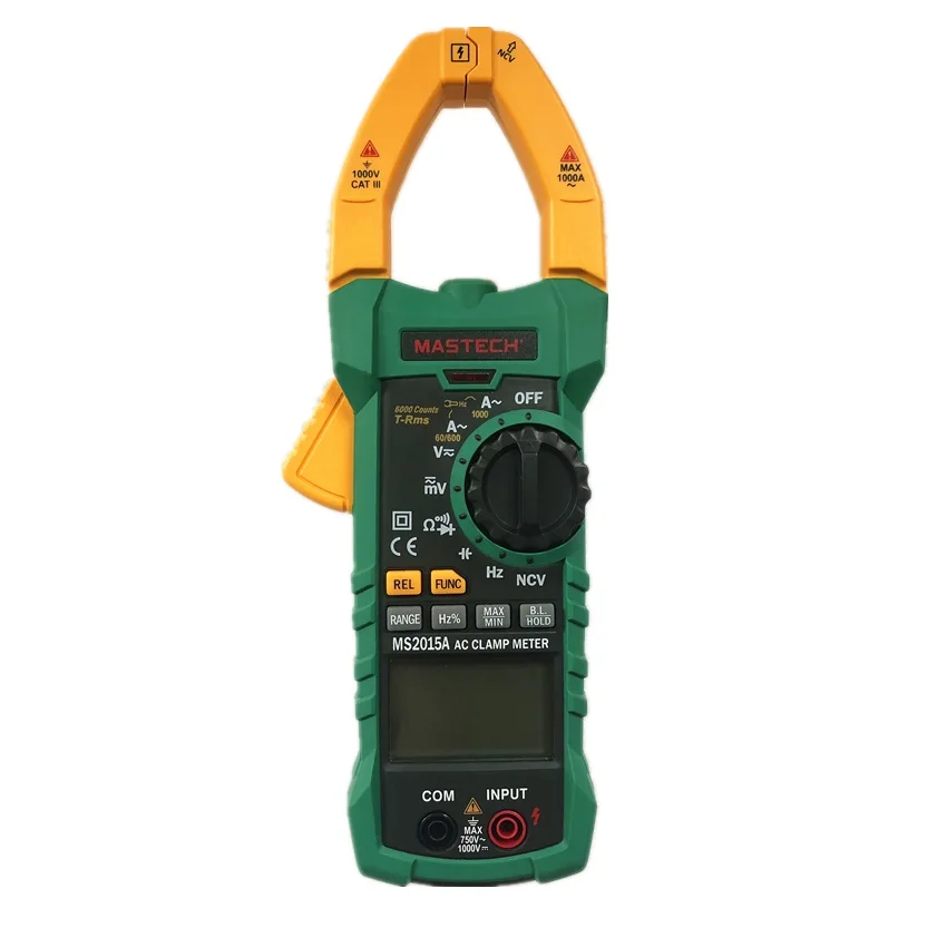 MASTECH MS2015A AutoRange Digital AC 1000A Current Clamp Meter True RMS Multimeter Frequency Capacitance Tester NCV