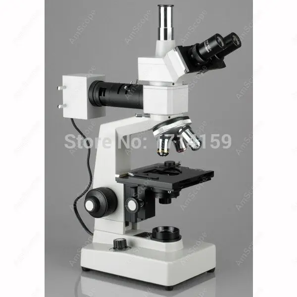 AmScope ME300 Series Metallurgical Trinocular Compound Microscope 40X-2500X+ Dual-illumination and 5MP USB 2.0 Camera