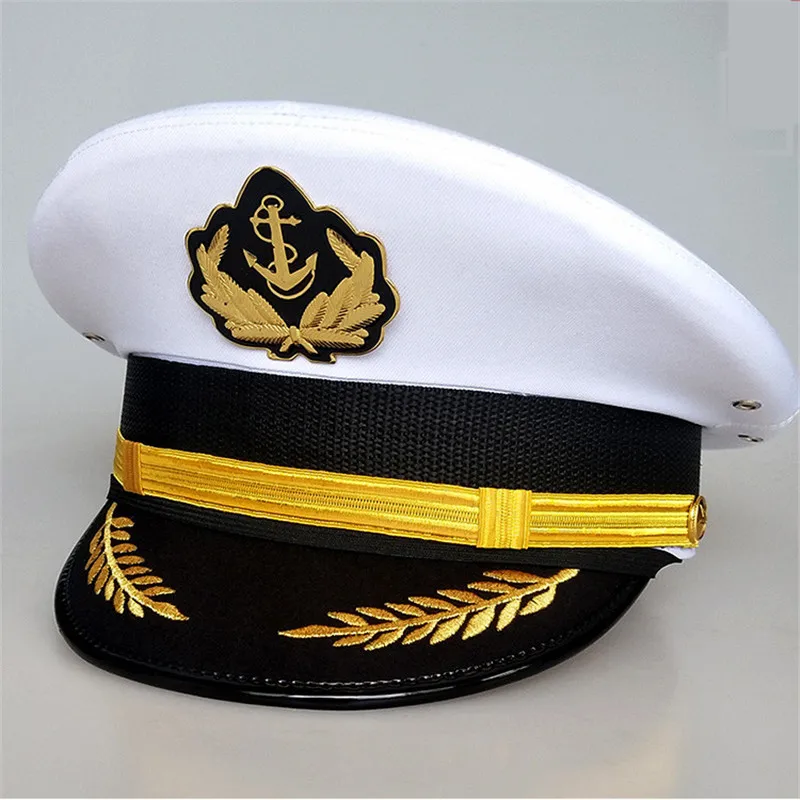 American Sailor Officer Visor Hats Boatman Military Noble Navy Cap With Eagle Emblem Halloween Christmas Gift