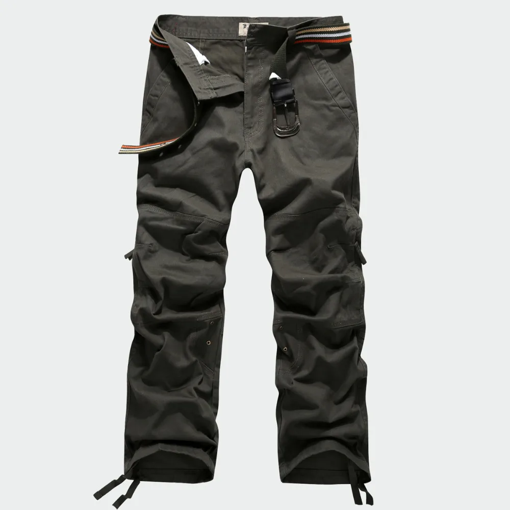 Hochwertige Herren-Cargohose in voller Länge, mehrere Taschen, Camouflage-Freizeithose, 100 % Baumwolle, Größe 30–40