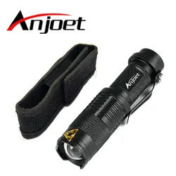 Anjoet Mini ZOOMABLE Q5 T6 L2  ZOOM Tactical Flashlight 14500 18650  battery mini Torch light Lamp+ mini Holster