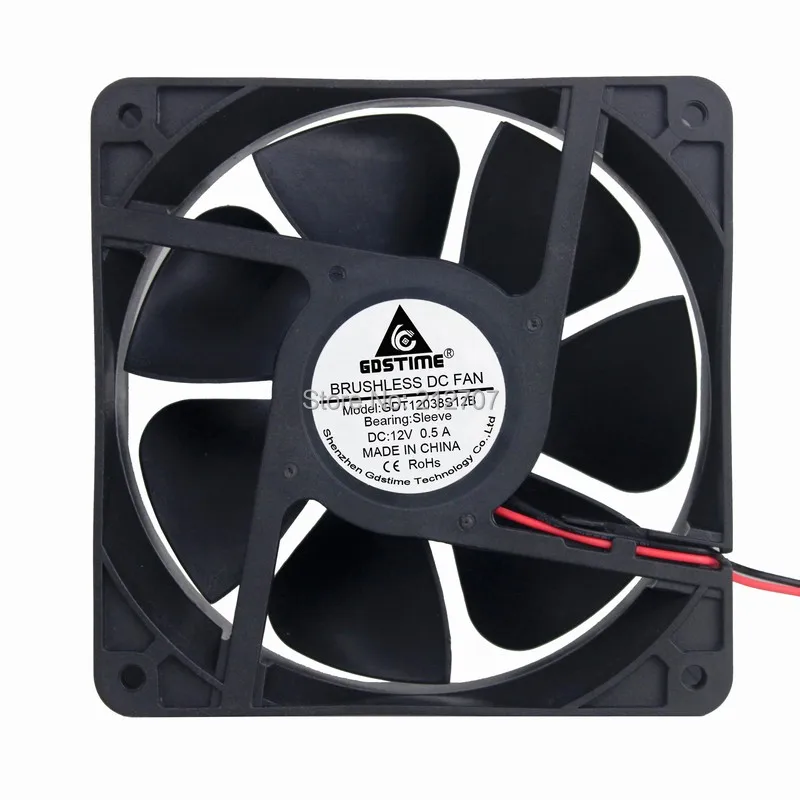 1PCS Gdstime DC 12V 2Wires 120*120*38mm 12038 120mm Brushless Cooler Cooling Fan