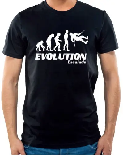 Brand Cotton Men Basic Tops Evolution Escalade - Tee Shirt Humour - Sporter Climber Montagne Funny T Shirt