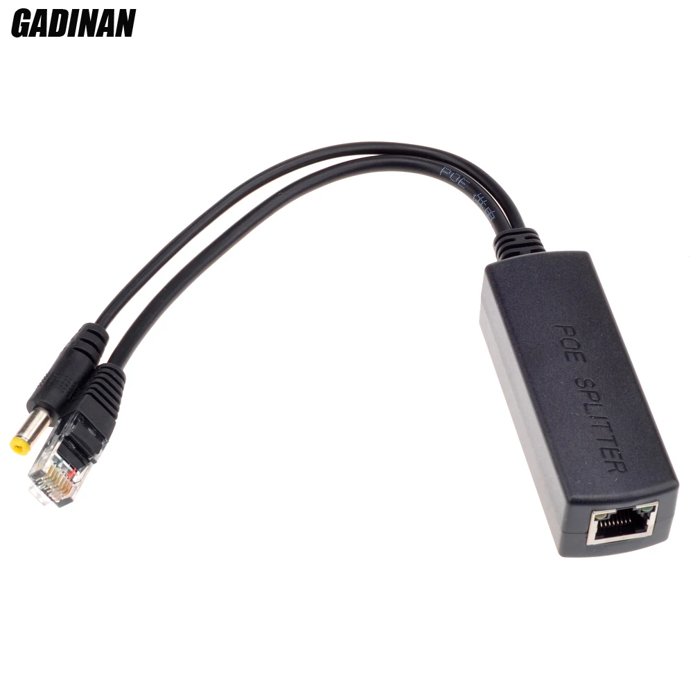 GADINAN Power Over Ethernet Splitter 48V Input and 12V Output 48V PoE Splitter Adapter Let 12V DC IP Camera Become POE Camera