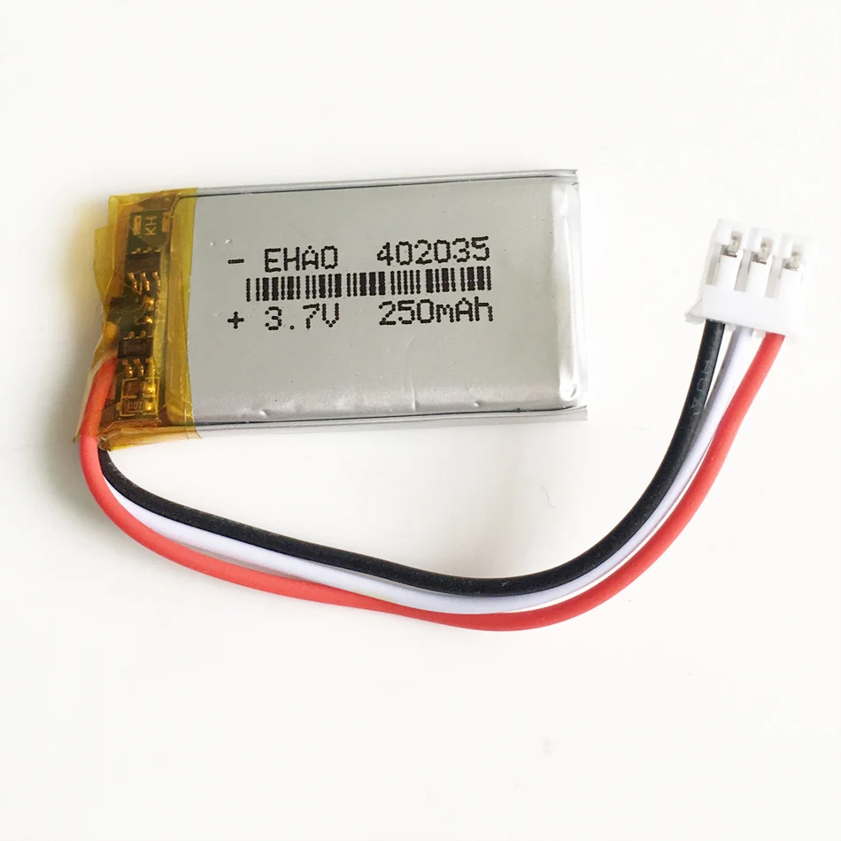 3.7V 250mAh 402035 litowo-polimerowa lipo akumulator JST PH 2.0mm 3pin złącze do GPS Mp3 GPS bluetooth inteligentny zegarek