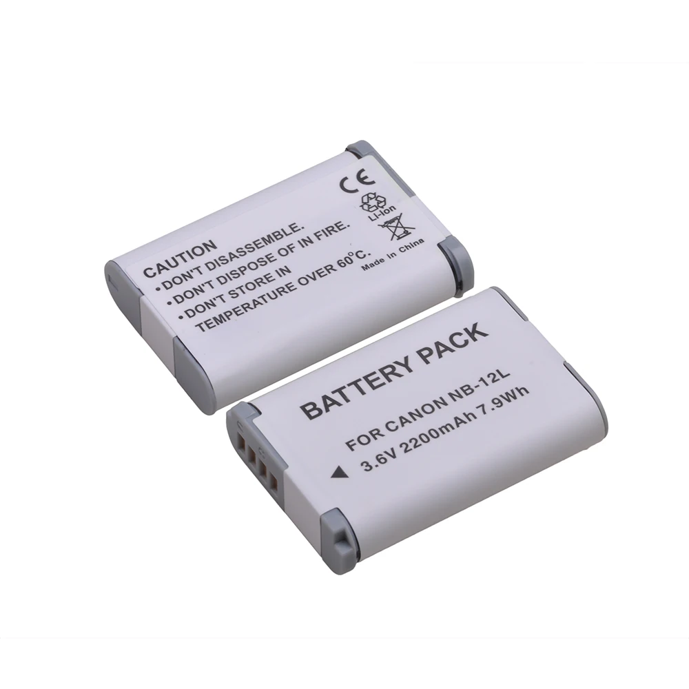 2pcs NB-12L NB 12L NB12L Battery for Canon PowerShot G1 X Mark II G1X Mark 2, FOR PowerShot N100, N100 2200mAh Battery