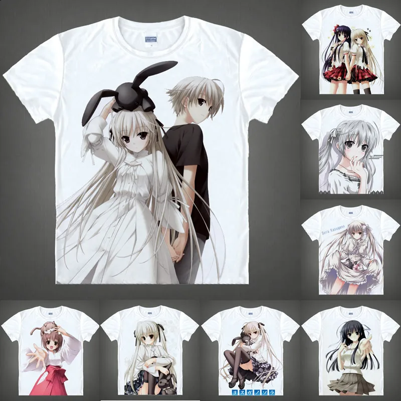 

Аниме рубашка Coolprint Yosuga No Sora, небесно-голубой цвет, с коротким рукавом, сороа Kasugano Kazuha Migiwa, футболки для косплея