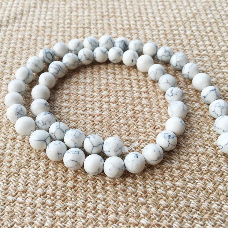 48pcs/lot  8MM White synthesis Stone Beads DIY Making Bracelet Necklace Handmade beaded Findings Imitation marble