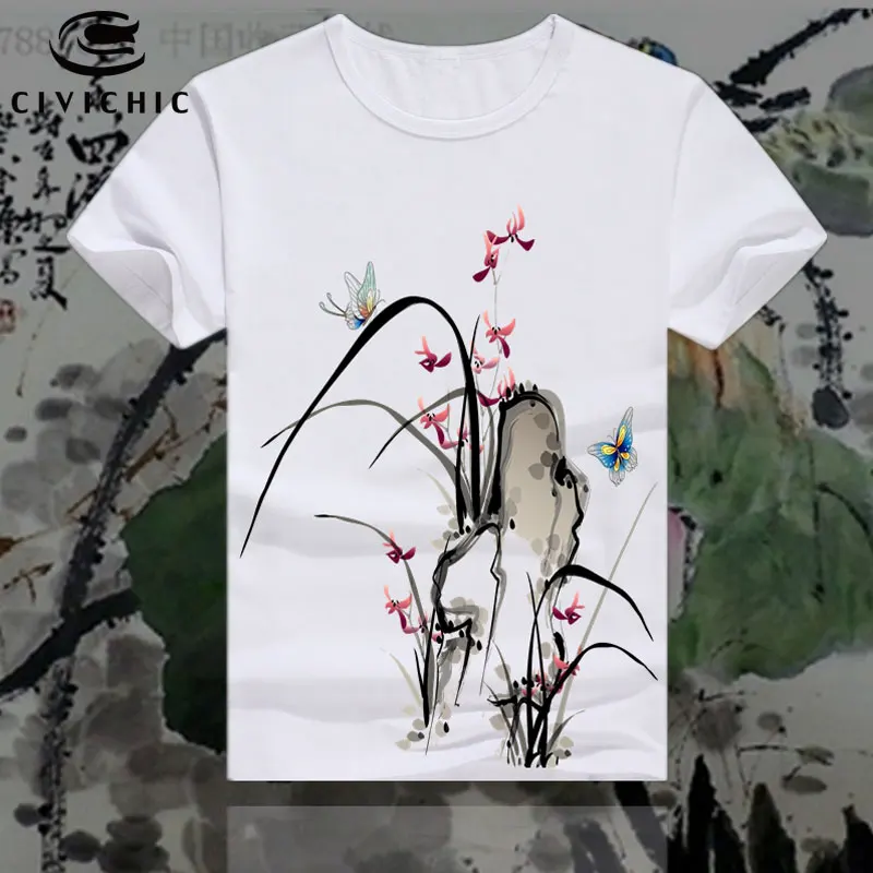 CIVI CHIC Male Female Oriental Ethnic Loose T Shirt Women Chinese Style Vintage Printing Tops Tees Plus Size Groot Tshirt WST127