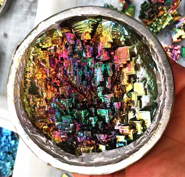 DS 950-1000g Bismuth Crystals High Pure Bismuth Bi Metal Crystal Rainbow Metal Mineral Specimen Artwork Home Decration Gift