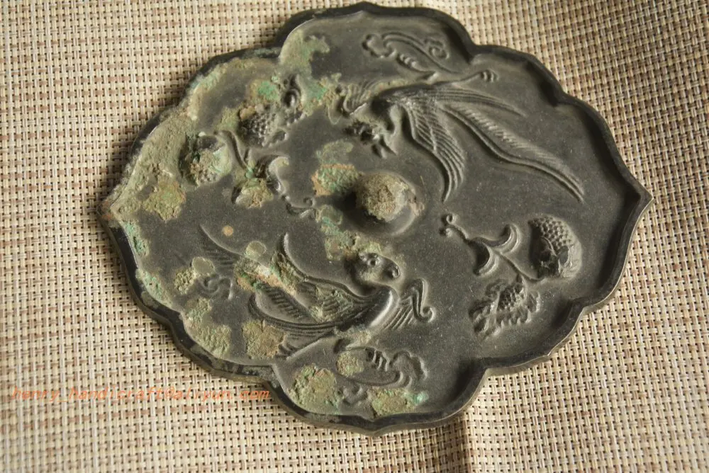 Old Chinese TANGDyansty(770--832) bronze mirror,divinity bird decoration,Free shipping,