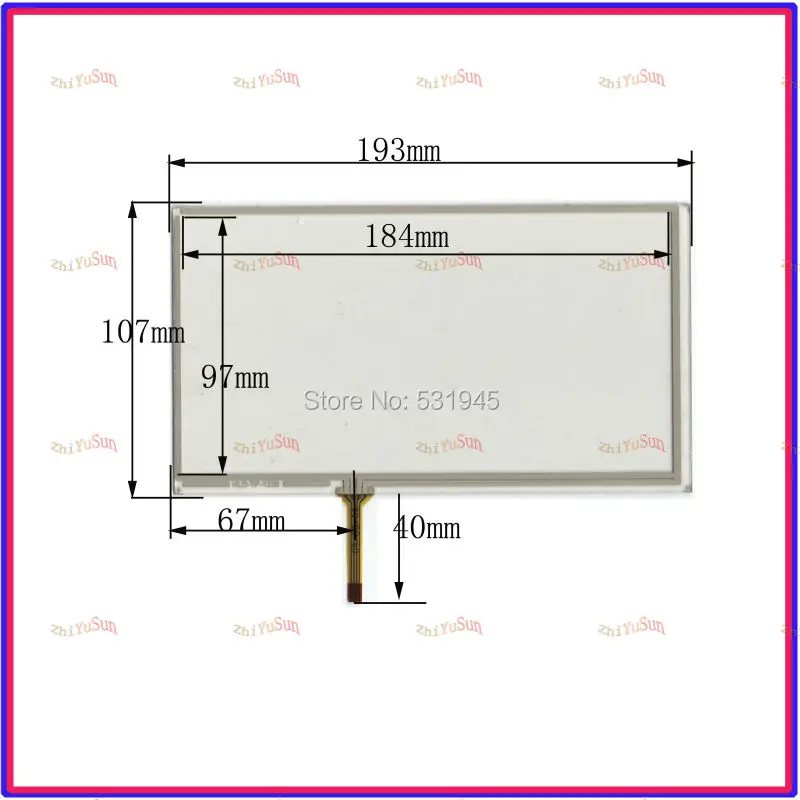 

ZhiYuSun SZXY HLD-TP-1361 NEW 8Inch Touch Screen 193*107for industry applications 193mm*107mm for GPS GLASS HLDTP1361