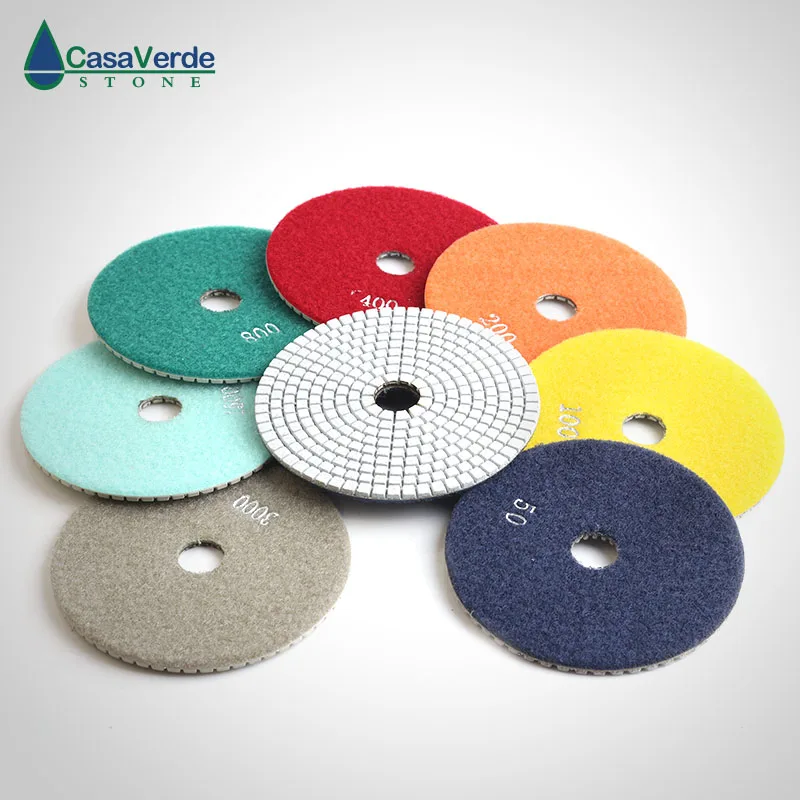 Diamond 5 inch polishing pads 125mm granite marble engineer stone dry and wet polishing disc