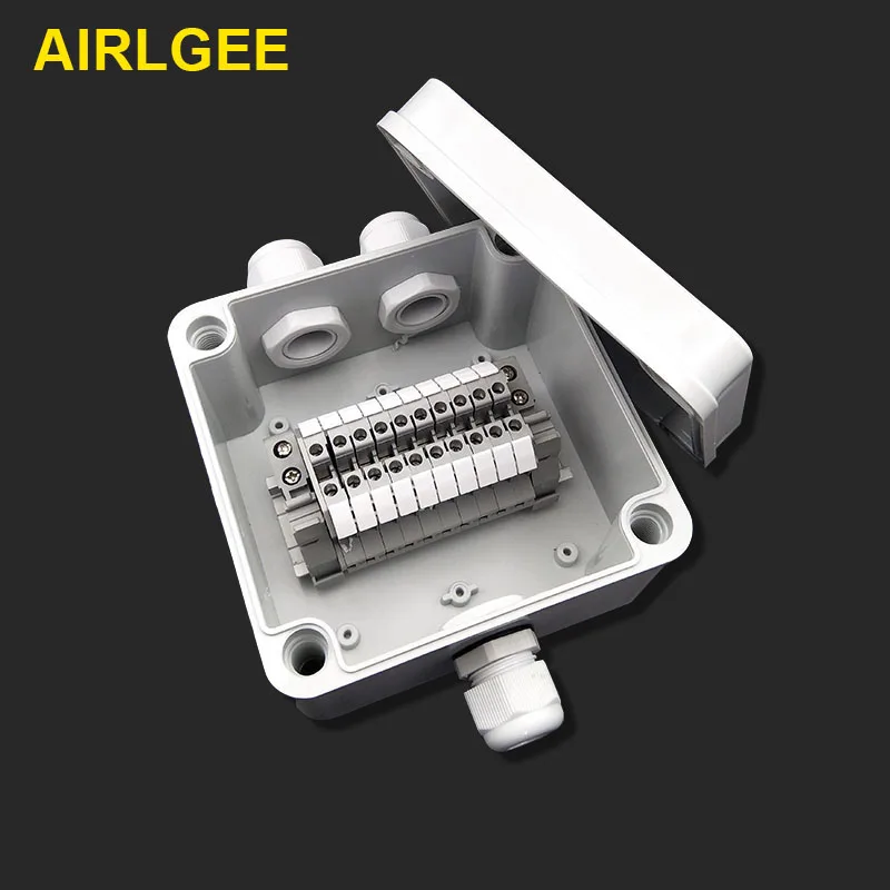 IP66 ABS Waterproof Electronics Junction Box 1 Inlet 2 Outlet DIY Terminals Enclosure Case Wiring Connection Box 120x120x80mm