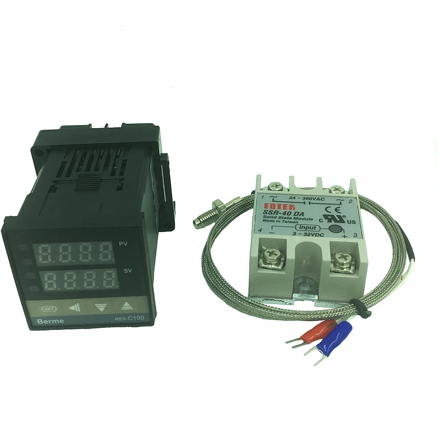 REX-C100 digital thermostat  temperature controller SSR output  K type  thermocouple sensor 48 x 48 +SSR 40DA solid relay+sensor