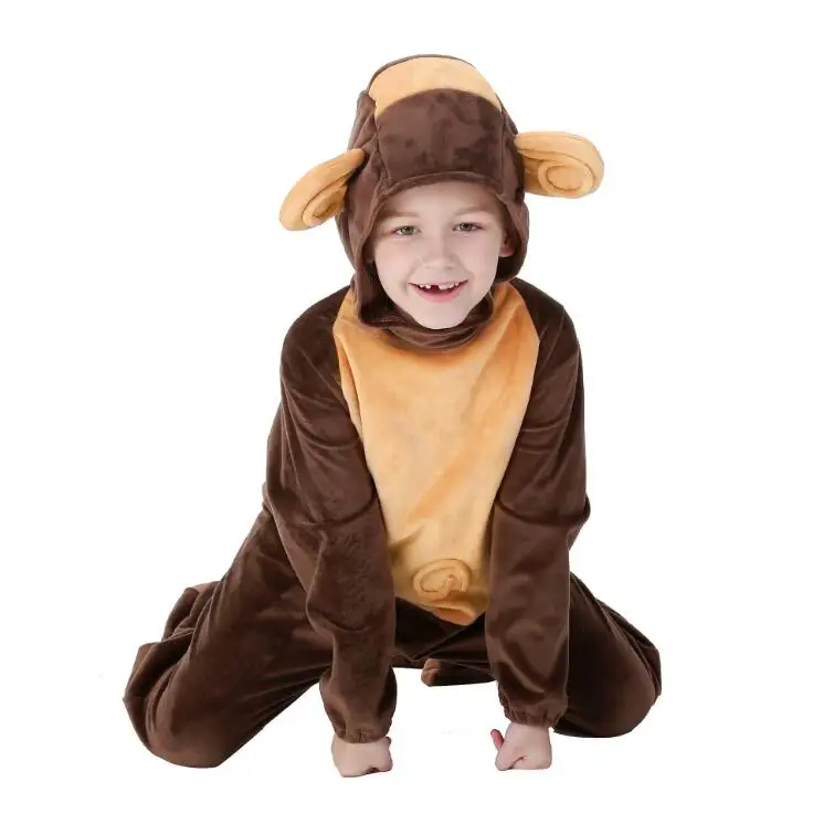 Animals Monkey Costume Adult Girl kids Monkey Onesie Flannel Women Anime Jumpsuit Disguise Cosplay Onesies Halloween Carnival