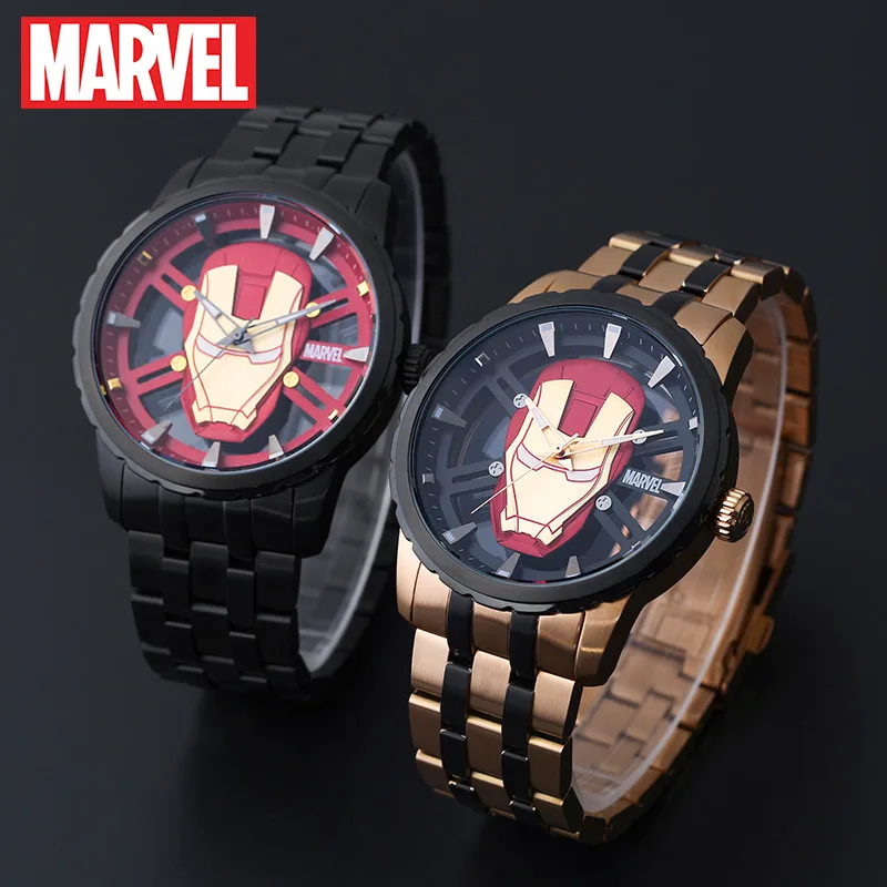 Top Brand Marvel Iron Man Avengers Iron For MensWatch Male Quartz Wristwatch Waterproof Full stainless Steel Bracelet Gift Clock