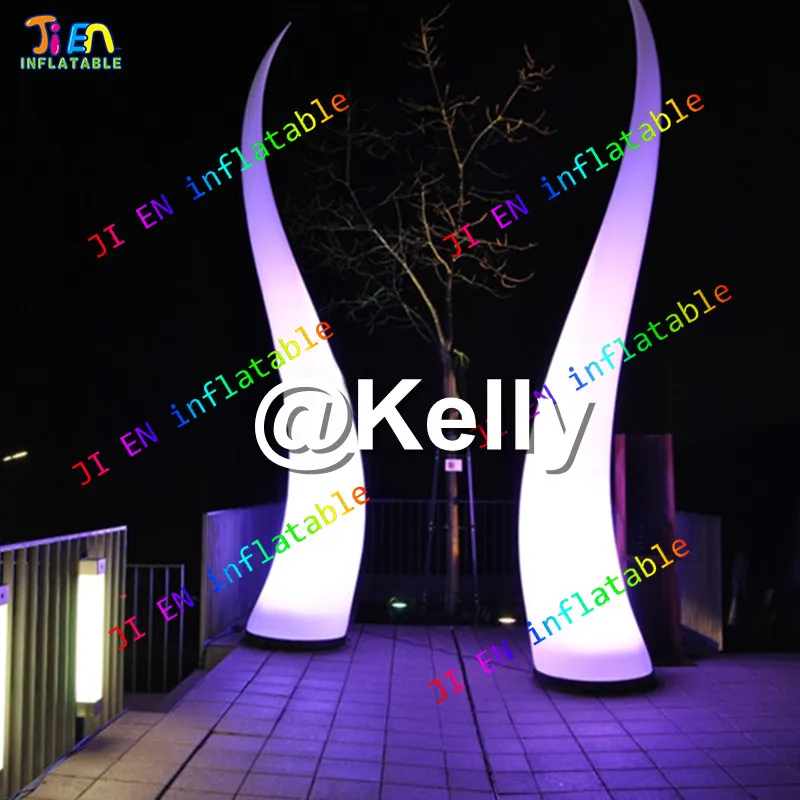 Fast Shipping Inflatable Horn บอลลูน LED Lighted Blow Up เสาสําหรับกิจกรรมกลางแจ้งงานปาร์ตี้ตกแต่ง