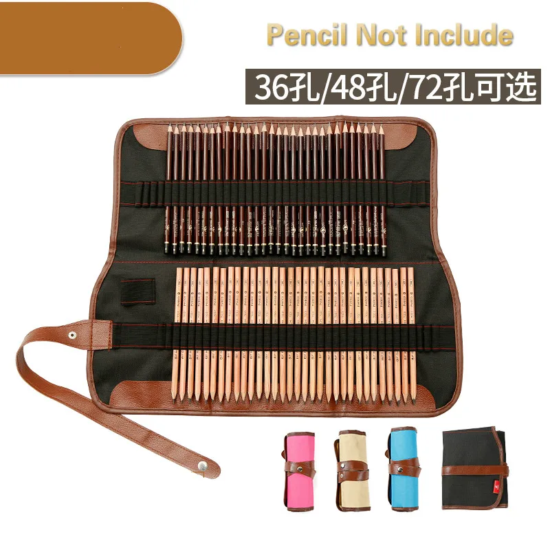 

36/72 Holes Penalty Pencil Bag School Canvas Roll Pouch Makeup Comestic Brush beautician Pen Storage pecncil bag Estuches School