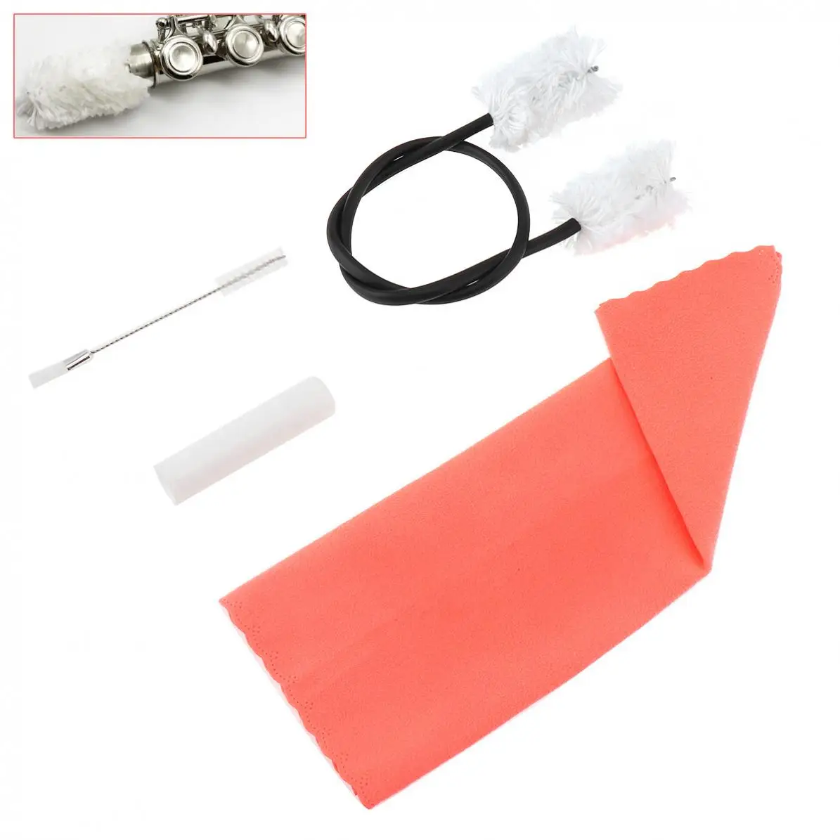 4pcs/lot Flute Clarinet Cleaning Tools Kit with Tube Inner Sound Hole Brush Cork Grease and Cleaning Cloth