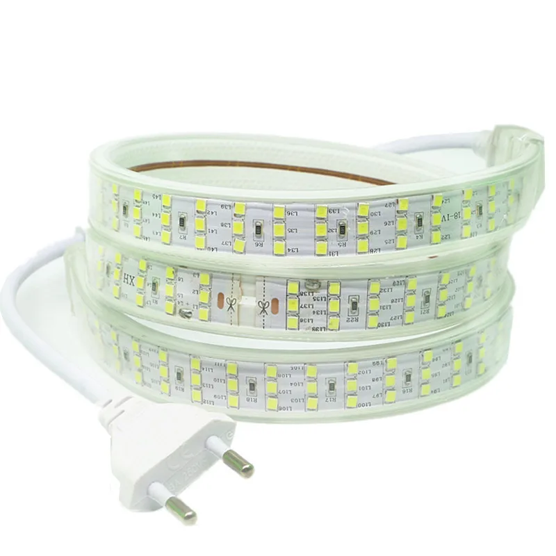 

276Leds/m SMD 2835 LED Strip Three Row Waterproof Warm White Flexible Led Strip Light With EU Plug Home Outdoor Decoration 220V