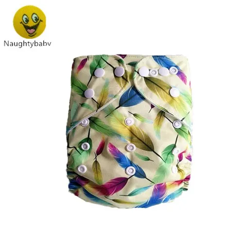 Newest Naughtybaby Print waterproof baby cloth diaper pocket diapers with bamboo inserts  Free Shipping