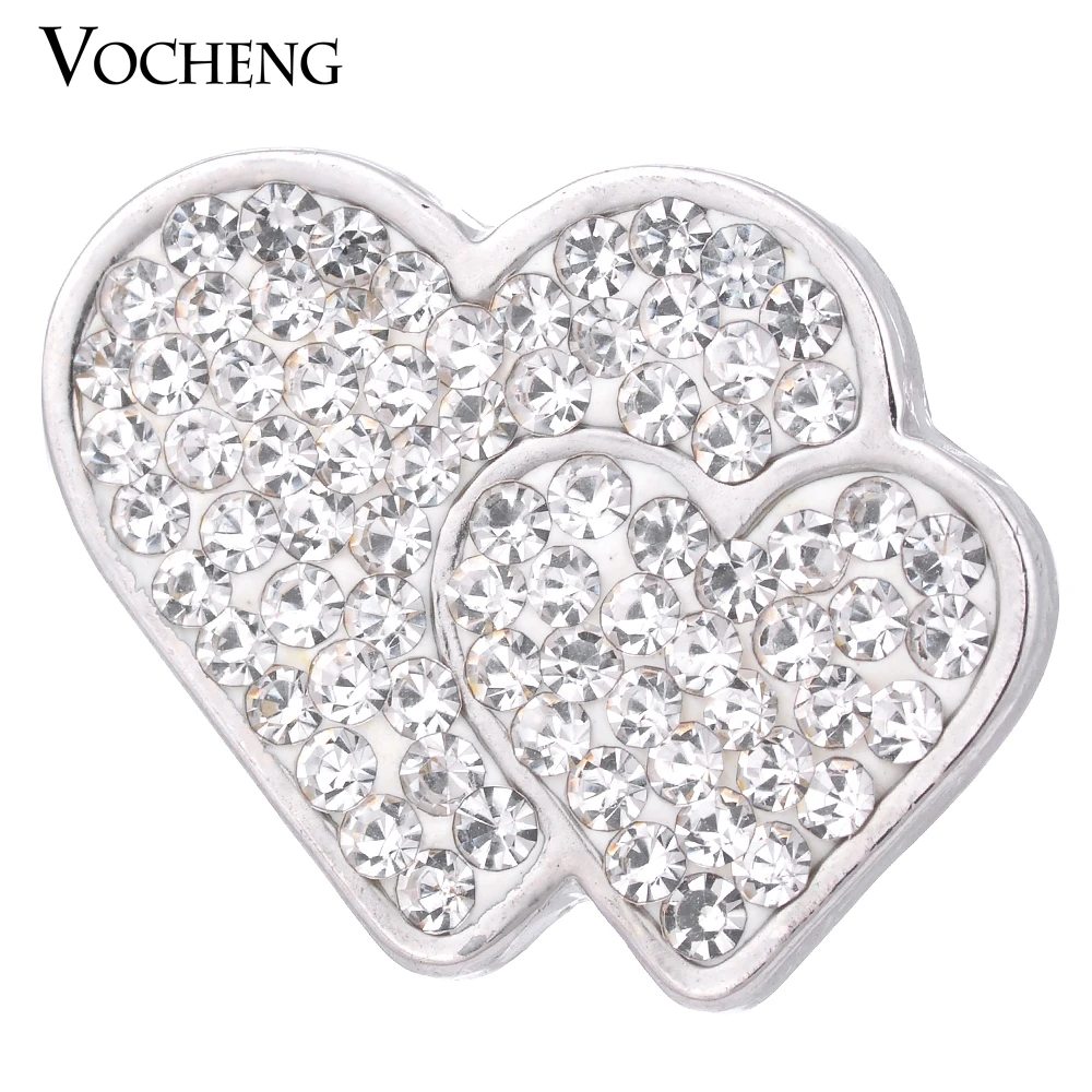 18mm 3 Colors Snap Button Bling Crystal Double Love Heart Button Vocheng Ginger Snap Jewelry Vn-1056