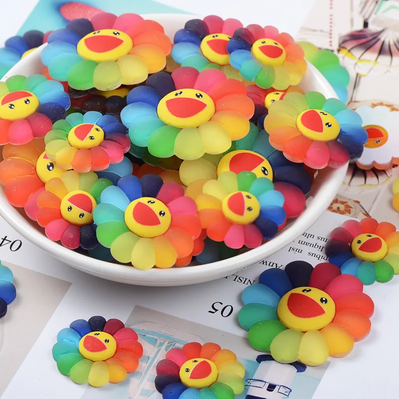 4/6/8pcs Sunflower Charms For Slime Filler DIY Ornament Phone Decoration Resin Charms Mud Clay Slime Supplies Toys