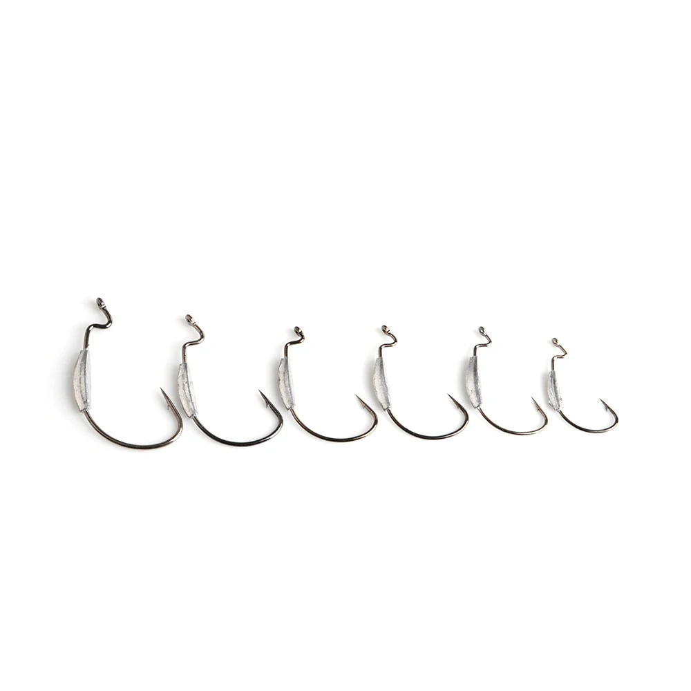 5PCS Worm Soft Lure Offset Fishing Hooks 4/0#-2# High Carbon Steel Barbed Jig Head Crank Hook Silicone Bait Fishing Accessories