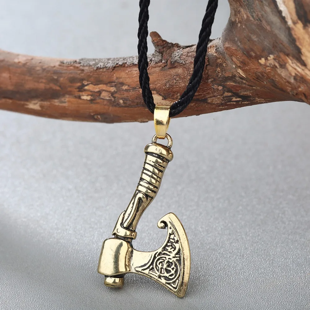 Kinitial  Antique Bronze Slavic Perun Axe Pendant Necklace Axe Viking Pendant Viking Slavic Necklaces Jewelry Wholesale