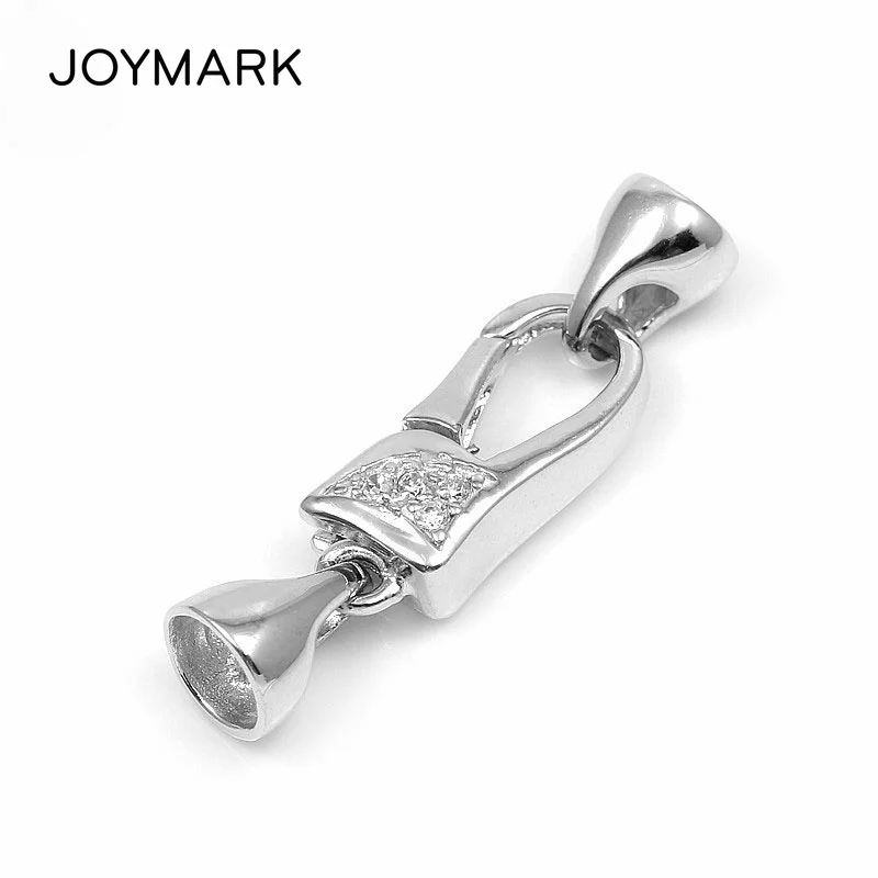 JOYMARK 925 Sterling Silver Micro Pave Zircon Lobster End Caps Clasp Connector For Pearl Necklace And Bracelet SC-CZ034