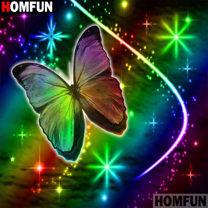 

HOMFUN Full Square/Round Drill 5D DIY Diamond Painting "Cartoon butterfly" Embroidery Cross Stitch 5D Home Decor A01823